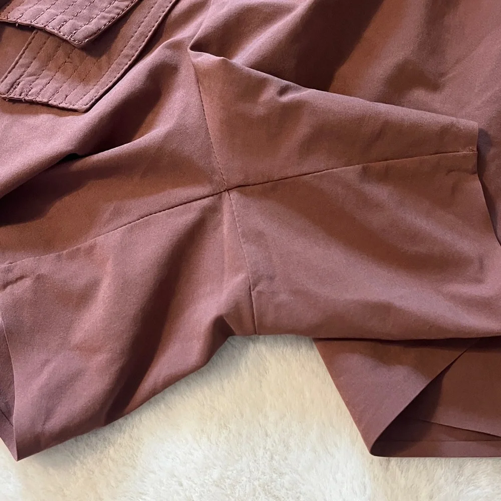 ATHLETA‎ Skyline II High Waisted Belted Shorts Brown (Hearth Rose) Size 14 - Picture 7 of 16